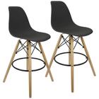 Kit 2 Banquetas Charles Eames Eiffel Wood Design Base Fixa