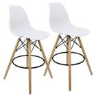 Kit 2 Banquetas Charles Eames Eiffel Wood Design Base Fixa