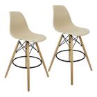 Kit 2 Banquetas Charles Eames Eiffel Wood Design Base Fixa