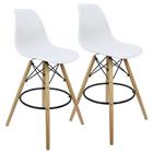 Kit 2 Banquetas Charles Eames Eiffel Wood Design Base Fixa Madeira