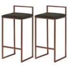 Kit 2 Banquetas Decorativa Jasmine Base Bronze Suede Marrom G41 - Gran Belo