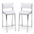 Kit 2 Banquetas EMPILHÁVEL cromada Altura 65cm assento e encosto branco - Poltronas do Sul