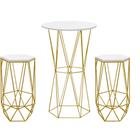 Kit 2 Banquetas Liz + 1 Mesa Bistrô Flork Industrial Ferro Dourado MDF Branco - Ahazzo Móveis