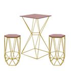 Kit 2 Banquetas Liz + 1 Mesa Bistrô Lucca Industrial Ferro Dourado MDF Rosa - Ahazzo Móveis