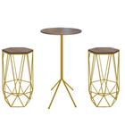 Kit 2 Banquetas Liz + 1 Mesa Bistrô Nunno Industrial Ferro Dourado MDF Carvalho - Ahazzo Móveis