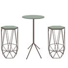 Kit 2 Banquetas Liz + 1 Mesa Bistrô Nunno Industrial Ferro Marrom MDF Verde Oliva - Ahazzo Móveis