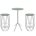 Kit 2 Banquetas Liz + 1 Mesa Bistrô Nunno Industrial Ferro Prata MDF Verde Oliva - Ahazzo Móveis