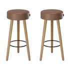 Kit 2 Banquetas material sintético e Madeira Maciça Cafe Londres - Salaone