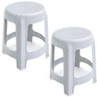 Kit 2 Banquetas Rattan Branca Plástica Premium Arqplast