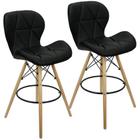 Kit 2 Banquetas Slim Eiffel Wood Estofada - Preto