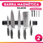 Kit 2 Barra Magnético Faqueiro 33cm Suporte de Facas de Parede Imã de Ferramentas Churrasqueira