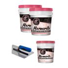 KIT 2 Base Marmorite 4KG Branco LT Shiner + Pasta Metalizada 200G + Desempenadeira Trapezoidal Roma