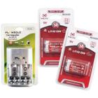 Kit 2 Baterias Recarregável 9v 450 mAh Mox + Carregador Bateria Pilha Aa/aaa/9v Auto Stop