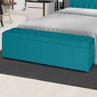 Kit 2 Baús Jade 120Cm Calçadeira Estofada Suede Azul Turquesa