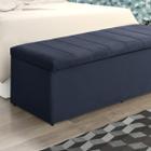 Kit 2 Baús Vitória 120Cm Calçadeira Estofada Suede Azul Marinho