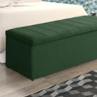 Kit 2 Baús Vitória 193Cm Calçadeira Estofada Suede Verde Militar