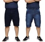 Kit 2 Bermuda Jeans Tradicional Masculina Slim Plus Size Premium Algodão