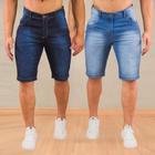 Kit 2 bermuda masculina - jeans lisa - com lycra elastano