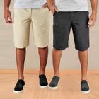 Kit 2 bermudas de sarja brim masculina - bege + preto -