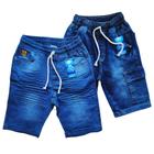 kit 2 bermudas jeans com lycra infantil menino Tam 10