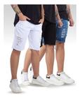 Kit 2 Bermudas Jeans Masculina Bermuda Rasgada Verão Sarja