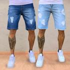 Kit 2 bermudas jeans premium masculina lycra elastano