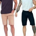 Kit 2 Bermudas Masculina Sarja Modelo Social Esporte Fino