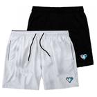 Kit 2 Bermudas Short Moda Praia Tactel Estampado Preto e Branco Mauricinho