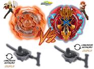 Kit 2 Beyblade Burst Roktavor Vs Xcalius 2 Lançador Beyblade - Tornado Gyro