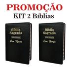 Kit 2 Bíblias Sagrada Letra Gigante C/ Harpa - Luxo - PRETA - Tam - 14x21 cm