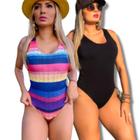 Kit 2 biquini maio feminino praia moda preto body maio gold