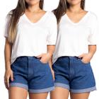 Kit 2 blusa camiseta básica feminina manga curta