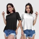 Kit 2 Blusa Feminina Alongada Manga Curta Viscolycra Social