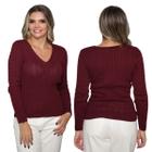 Kit 2 Blusa Feminina Modal Tricot Traças Sueter Casual Frio