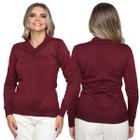 Kit 2 Blusa Feminina Tricô Decote V Sueter Feminino Lã Liso