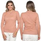 Kit 2 Blusa Feminina Tricô Decote V Sueter Feminino Lã Liso