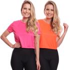Kit 2 Blusas Cropped Feminina Dry Academia Treino Camiseta Camisa Esportiva Esporte