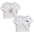 Kit 2 Blusas Cropped Tshirt Feminina Gato Astronauta e Espaçonave