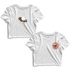 Kit 2 Blusas Cropped Tshirt Feminina Rosquinha Urso e Rosquinha Caveira