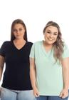 Kit 2 blusas feminina plus size decote v básica 3013.6k2