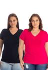 Kit 2 blusas feminina plus size decote v básica 3013.6k2