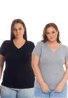 Kit 2 blusas feminina plus size decote v básica 3013.6k2