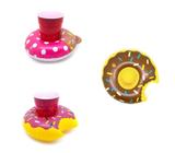 Kit 2 Boias Porta Copo Donuts Flutuador Praia Piscina Festa