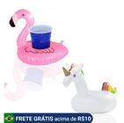 Kit 2 Boias Porta Copo Inflável Flamingo Unicornio Piscina