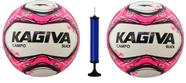 Kit 2 Bolas Campo Kagiva Slick Rosa + 1 Bomba de Ar