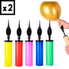 Kit 2 Bomba de Encher Bexiga Balão Inflador Balões Manual Festa Bombinha Ar Rápido Inflar 2x Mais
