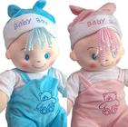 Kit 2 Boneco Com Roupinha Baby Girl Baby Boy Azul Rosa 30Cms - Tuka Toy