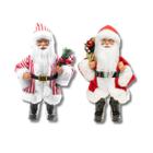 Kit 2 Boneco Papai Noel Enfeite de Natal Adorno Vermelho e Listrado 25cm Presente