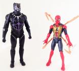Kit 2 bonecos articulados com luz - pantera negra + homem aranha com garras