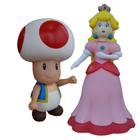 Kit 2 Bonecos Grandes Princesa E Toad 23Cm Coleção - Super Size Figure Collection